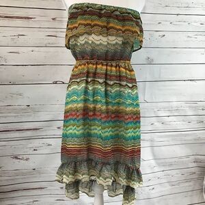 Poetry Boho Strapless Hi-low Multicolor dress